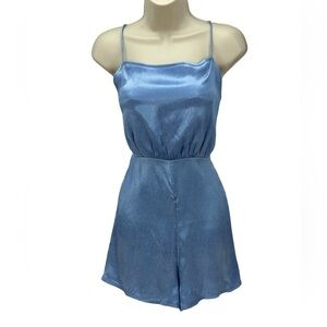 RAHI Sleeveless Spaghetti Strap Romper - Blue - size Large